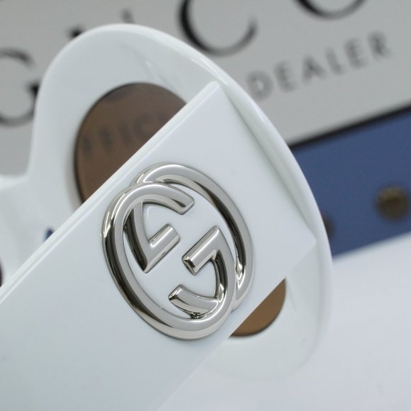 FINAL PRICE NEW GUCCI GG1647S 003 WHITE BROWN SUNGLASSES - Picture 8 of 11